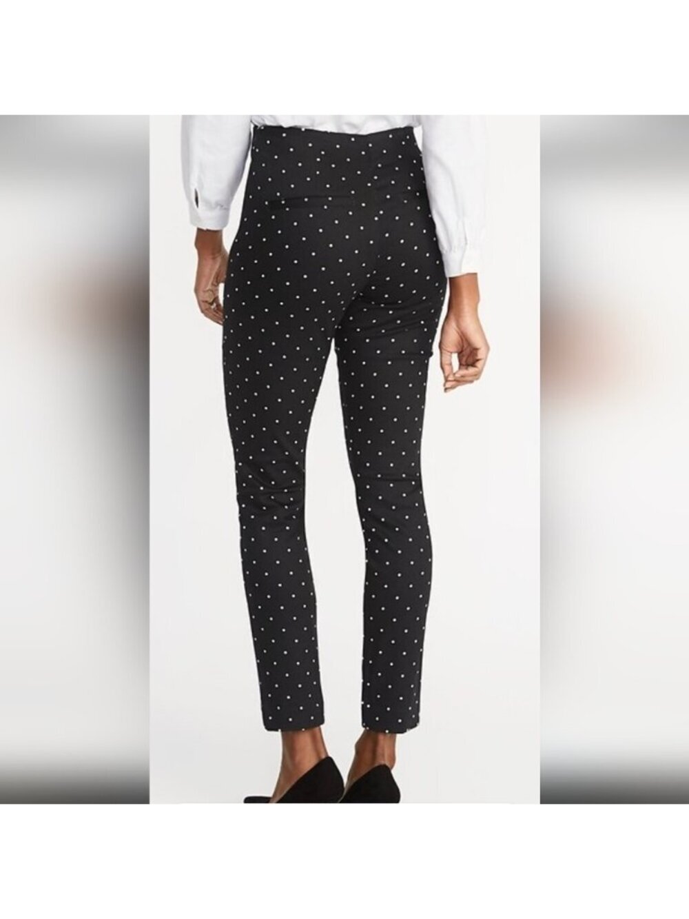 Carmen Marc Valvo 2X Black Silver polka dot Pull On Ankle Pants pixie pants - Picture 8 of 12